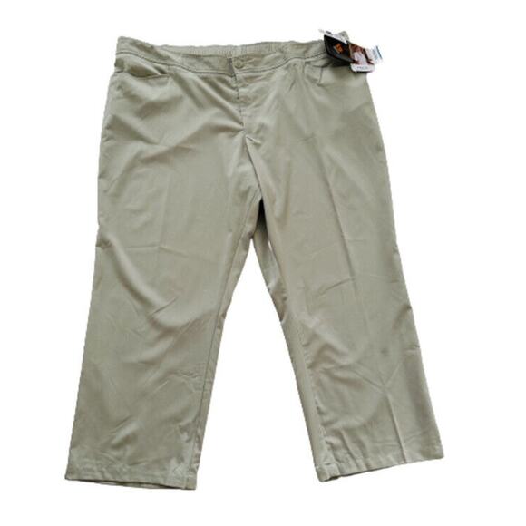 Verite by Barco Pants Womans Tan Celadon Flat Front Arcflex Plus Size 4X NEW - Picture 12 of 12